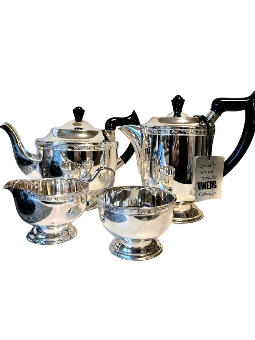 Vintage - Viners of Shefield AlphaSilver Plated Never Used Tea and Coffee Set -